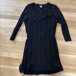 Missoni Black Ribbed Sheath Dress 3/4 length sleeve size 14